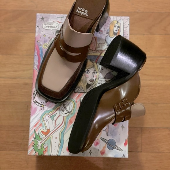 Jeffrey Campbell Ecole Leather Loafer Mules Heels - Women’s Size 7 - New In Box - Picture 4 of 8